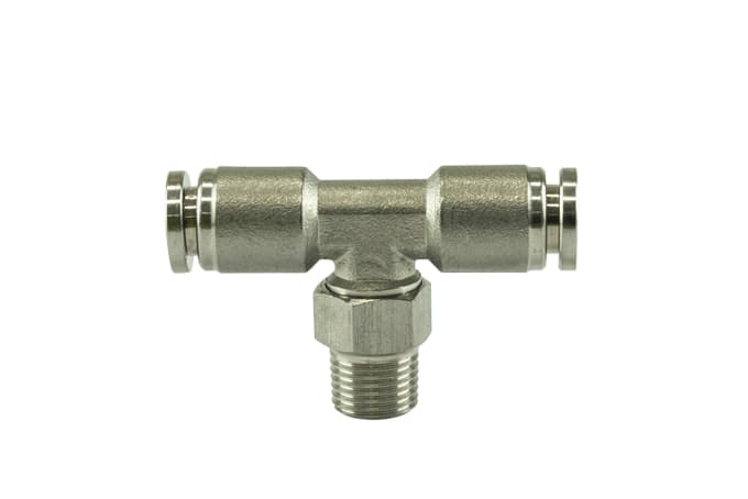 1/8" NPT to 1/4" PTC Tee - Pushloc Fitting Stainless Steel